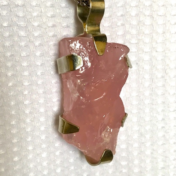 Pink Quartz pendant in german silver chain. - Picture 6 of 8